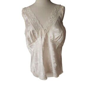 Danbury Vintage Victorian Coquette Babydoll Camisole Womens 1X Cream Jacquard